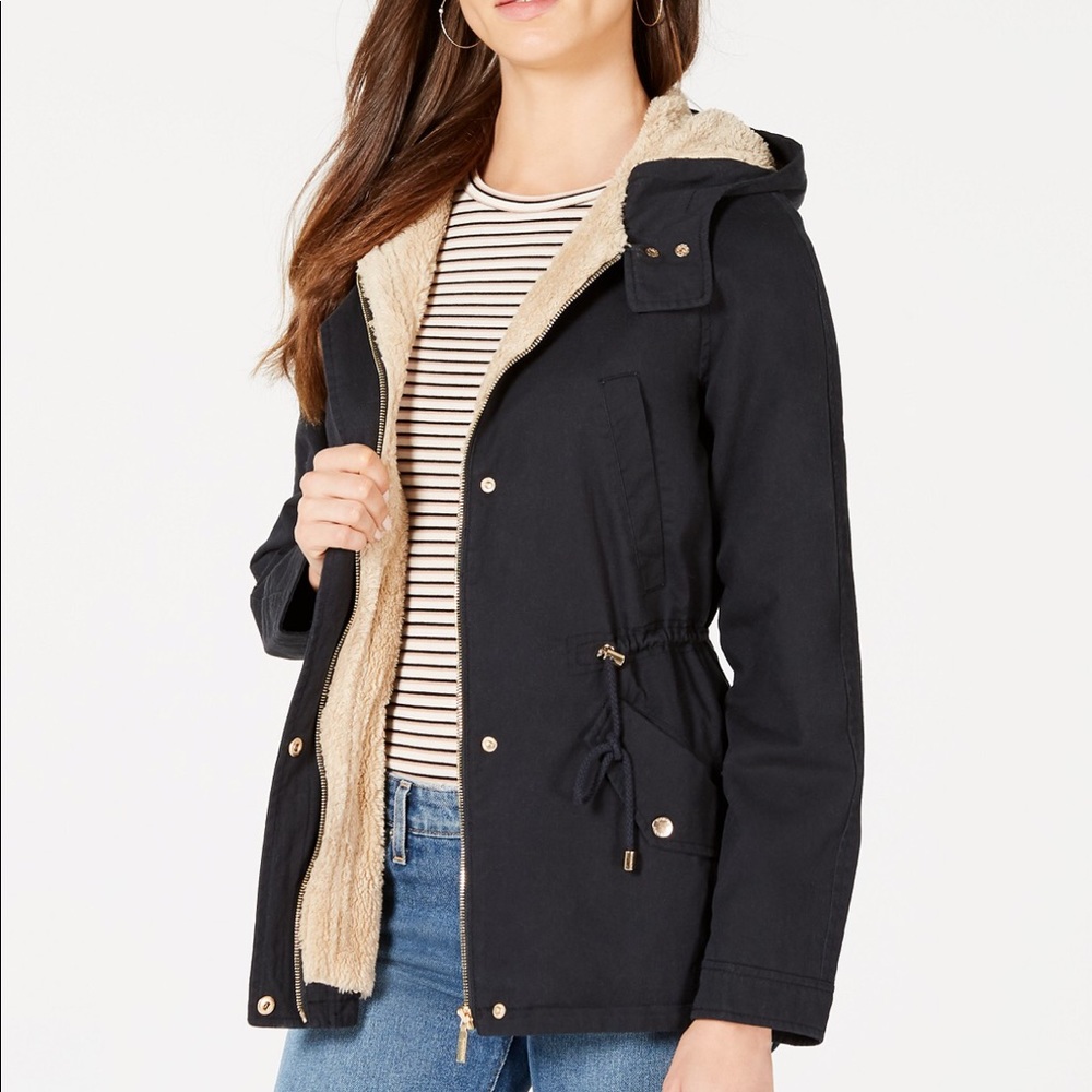 Collection B Graphite Black Shearling Sherpa Coat